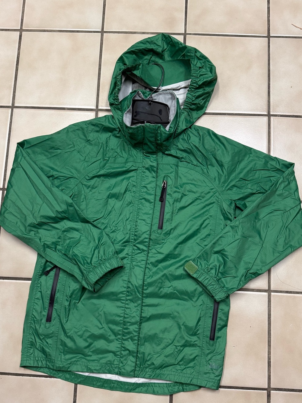 Youth REI Green Hooded Windbreaker Jacket
